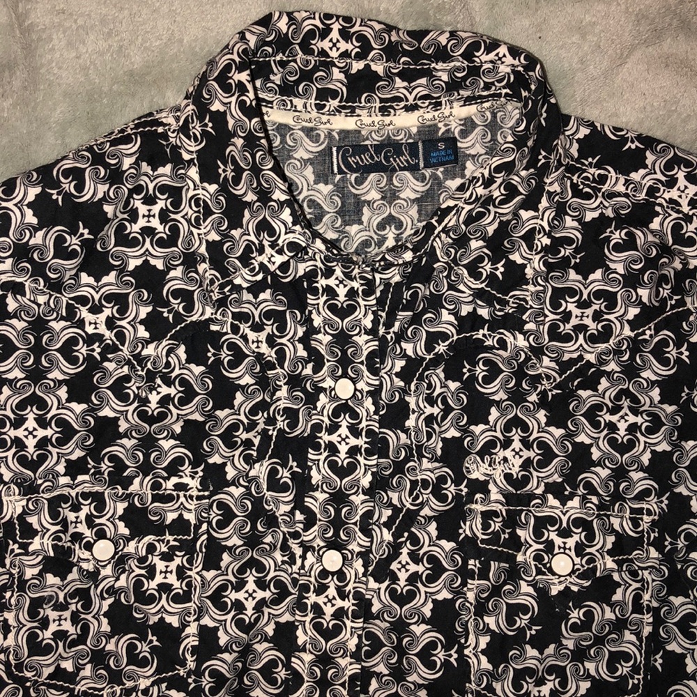Cruel Girl black white western cowboy snap shirt